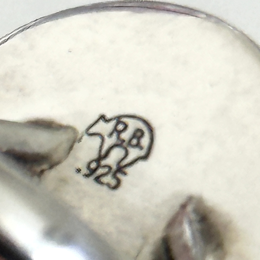 Vintage 925 Sterling Silver Running Bear Large Pink Blue Turquoise Ring Size 7 - Picture 9 of 14